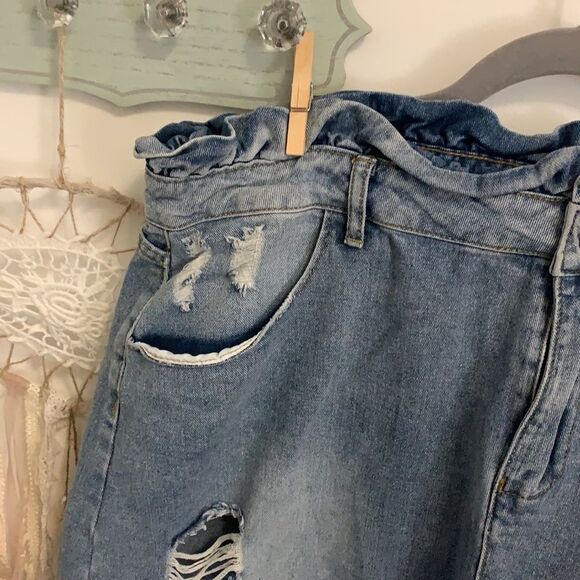 Shein distressed blue Jean skirt 3xl - Picture 5 of 9